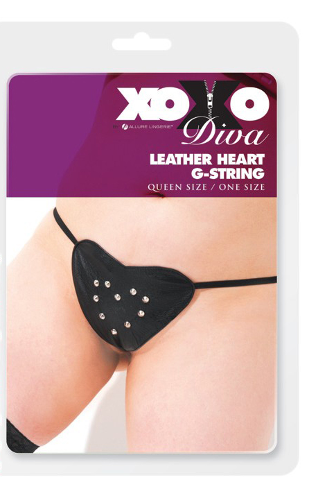Allure Lingerie Women's Diva Studded Leather Heart G-String - One Size Plus