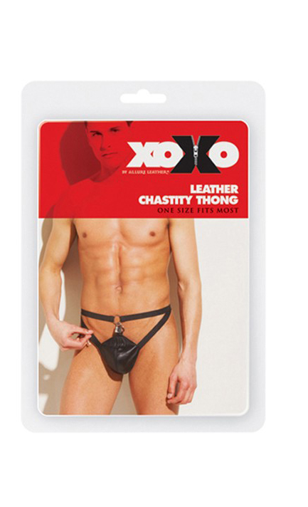 Allure Lingerie Men's Leather Chastity Thong - One Size