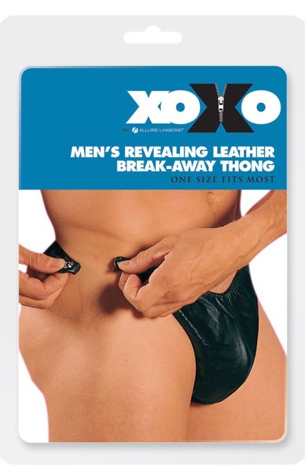 Allure Lingerie Men's Leather Break-Away Thong - One Size