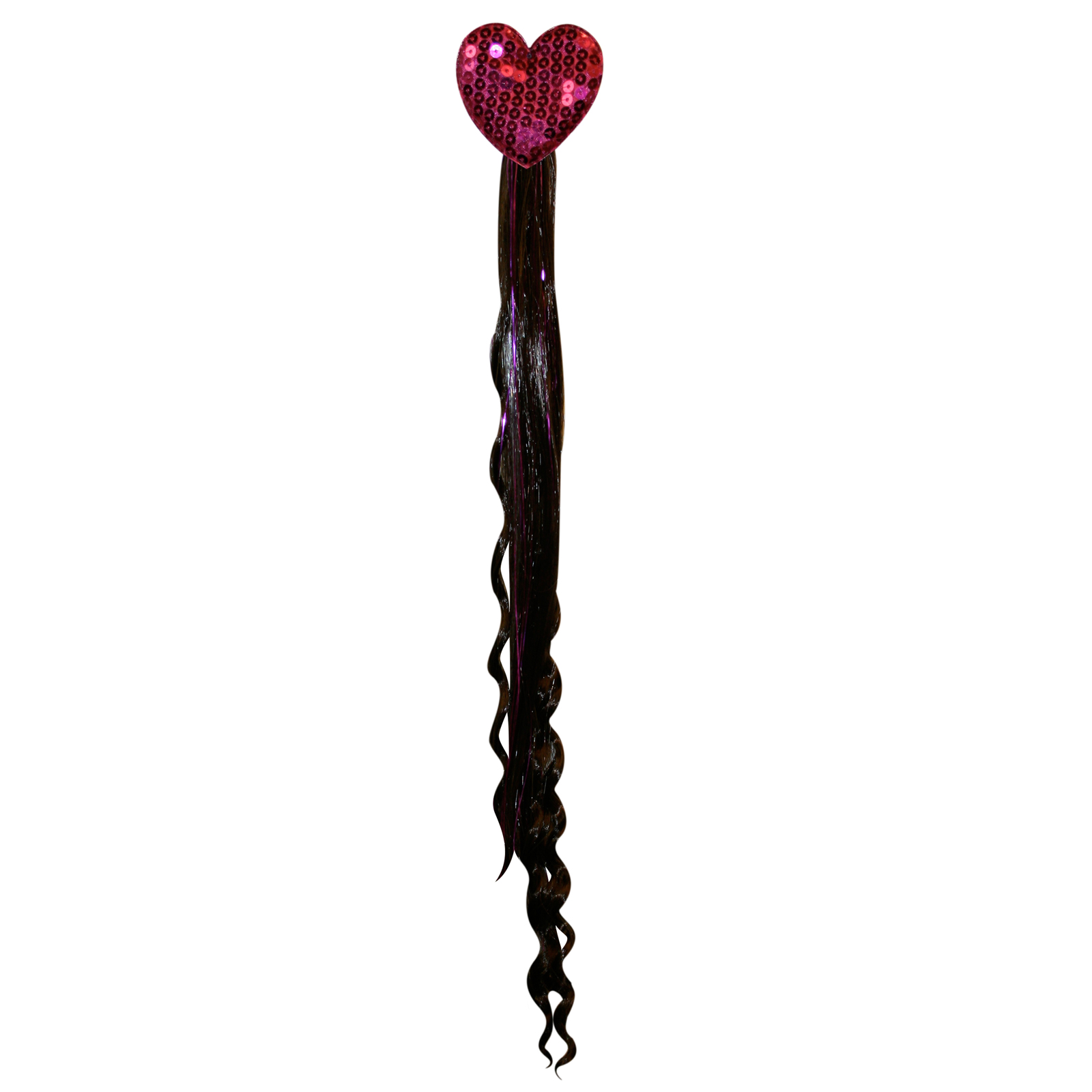 Magique Women's Hannah Montana Light-Up Hair Extension - Straight Hair with Heart Clip - Pink