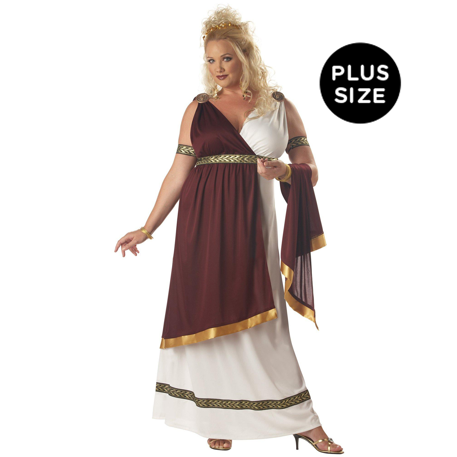 California Costume Collection Women's Roman Empress Adult Plus Costume - White/Red - Plus (18-20)