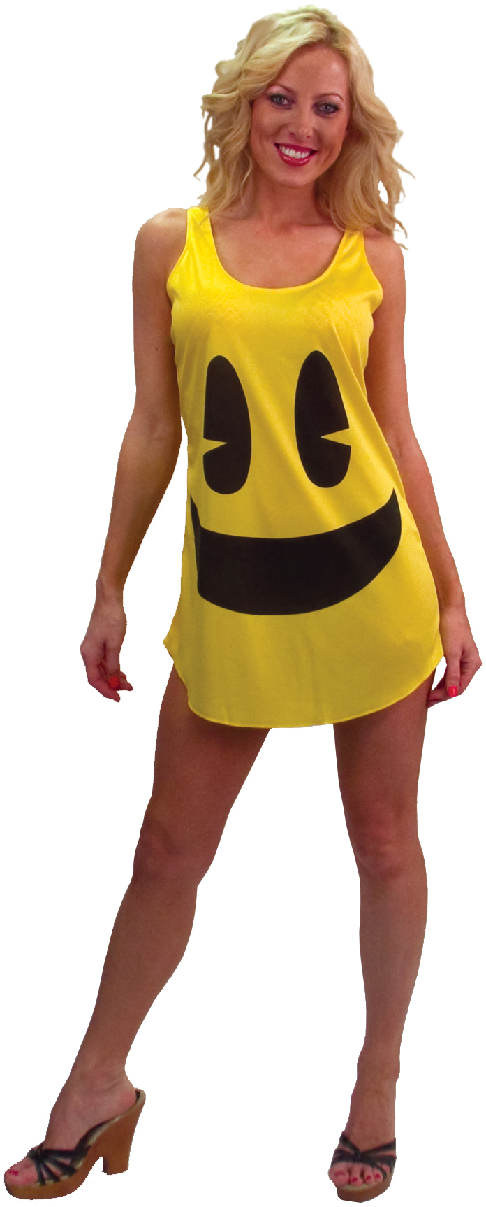 InCogneato Women's Pac-Man Deluxe Tank Dress Adult Costume - Yellow - Standard (One Size)