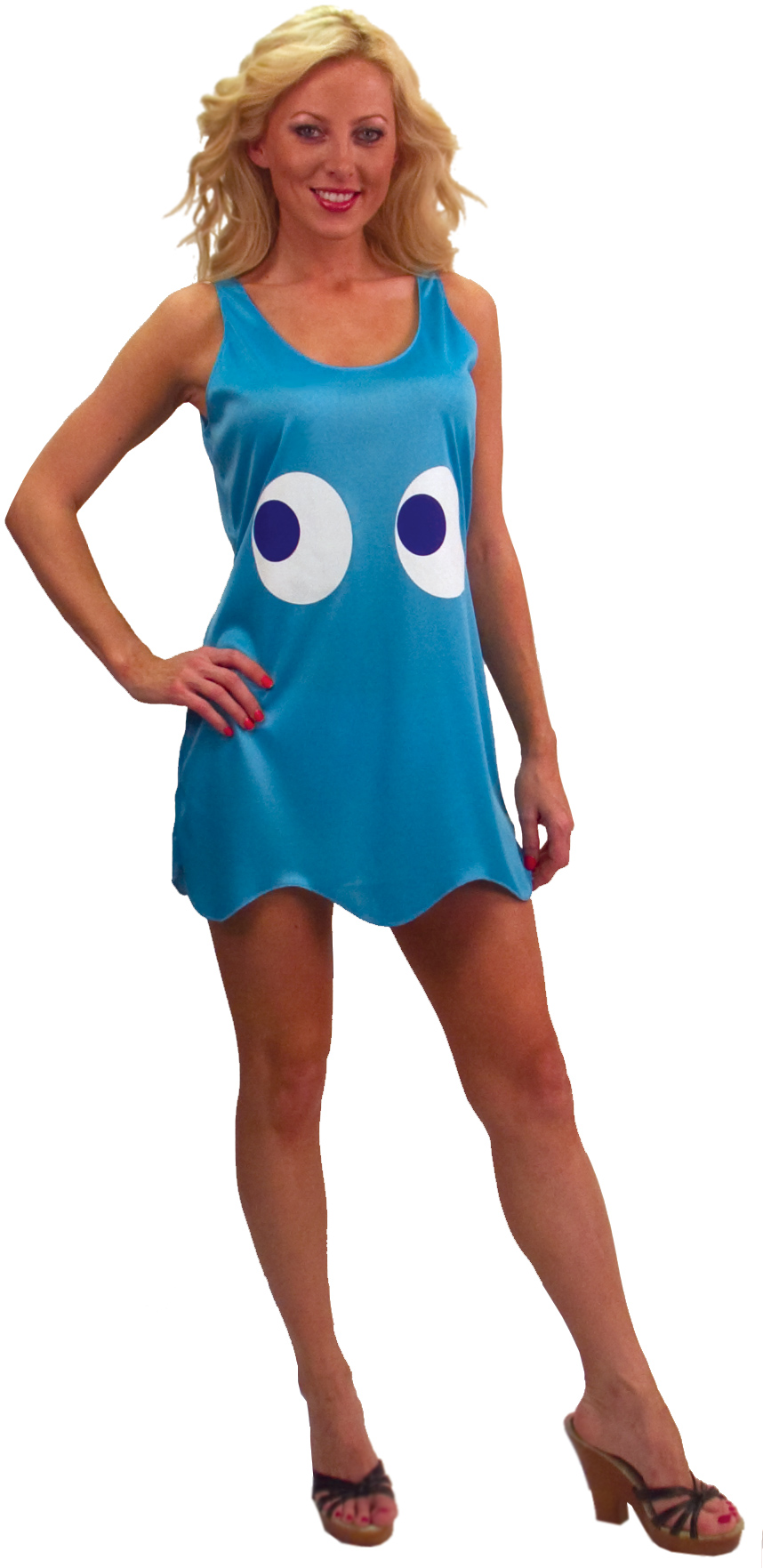 InCogneato Women's Pac-Man Inky Deluxe Tank Dress Adult Costume - Blue - Standard (One Size)