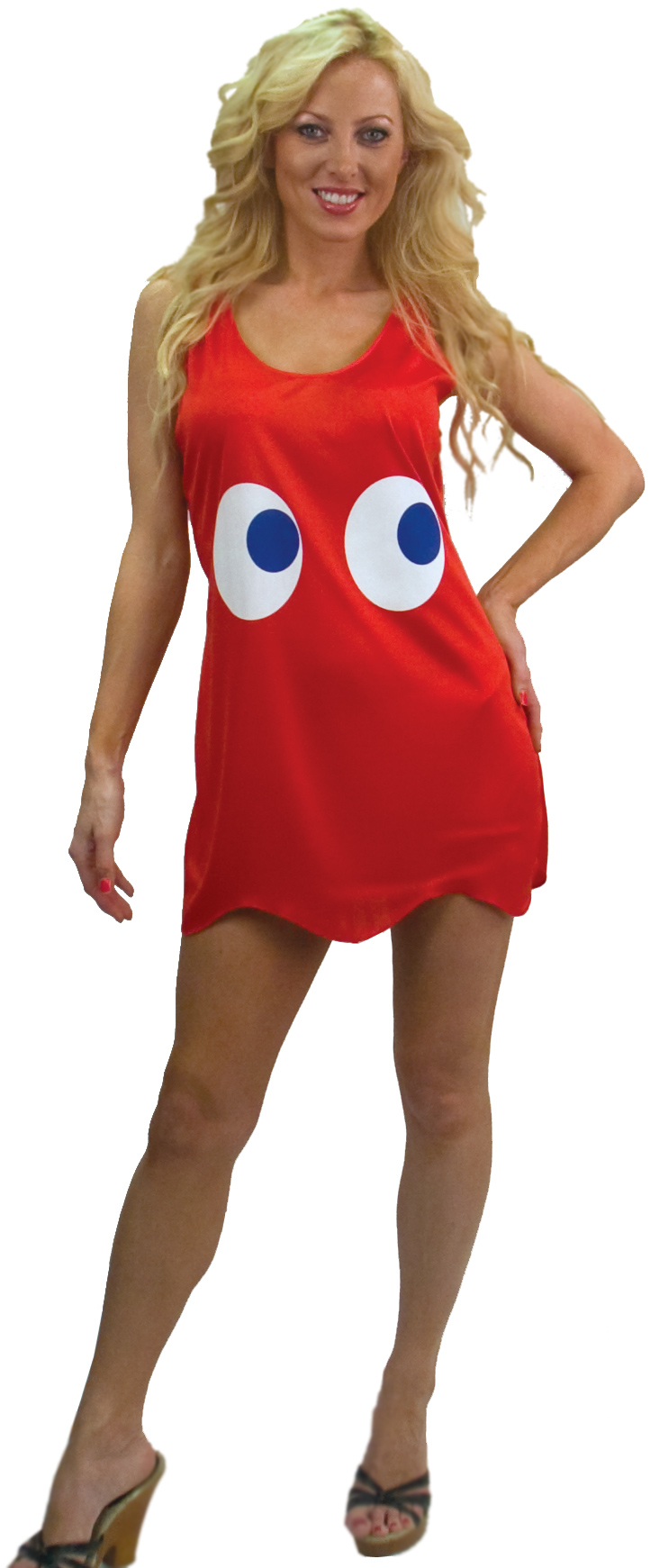 InCogneato Women's Pac-Man Blinky Deluxe Tank Dress Adult Costume - Red - Standard (One Size)