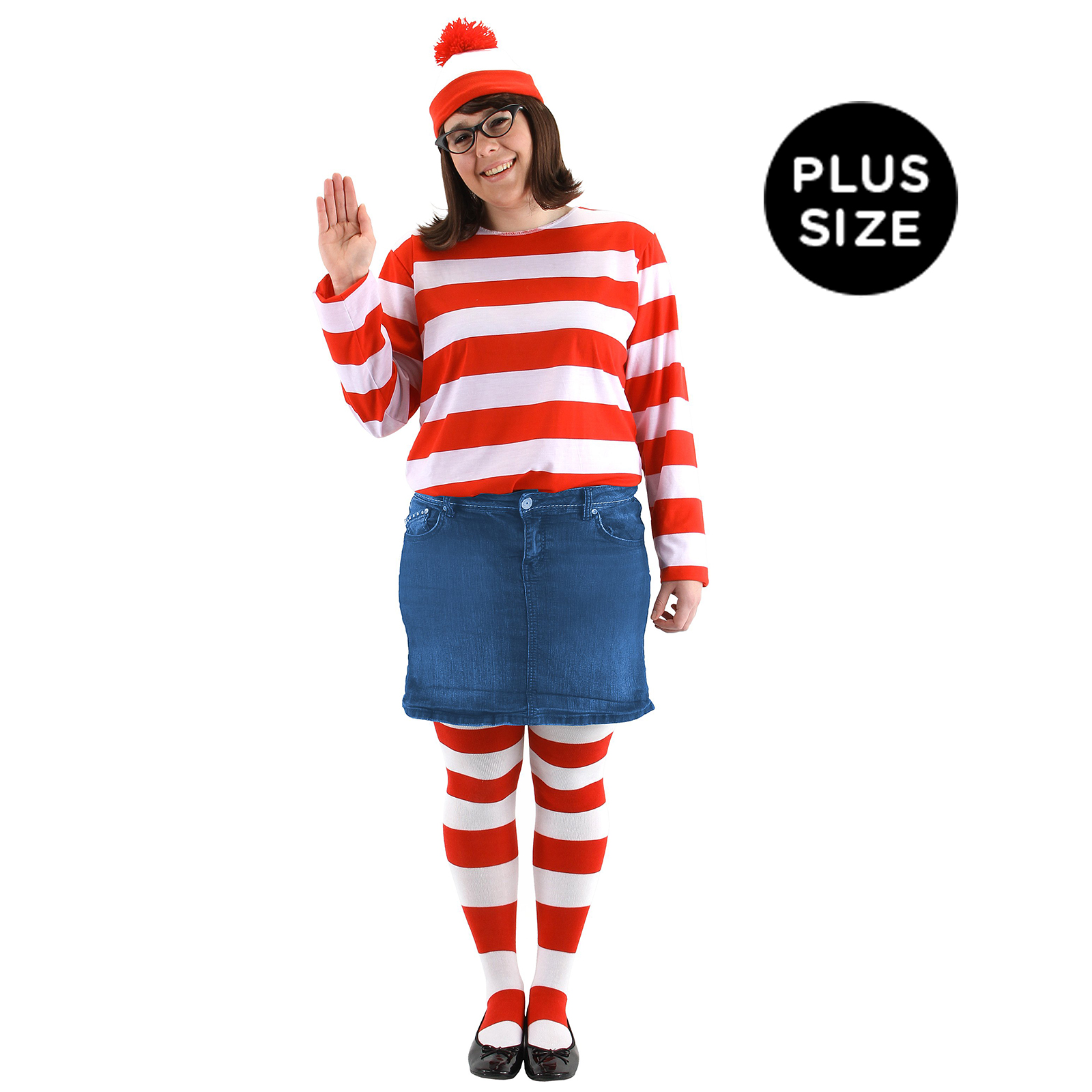 Elope Women's Where's Waldo - Wenda Adult Plus Costume - Red - Plus (20-22)