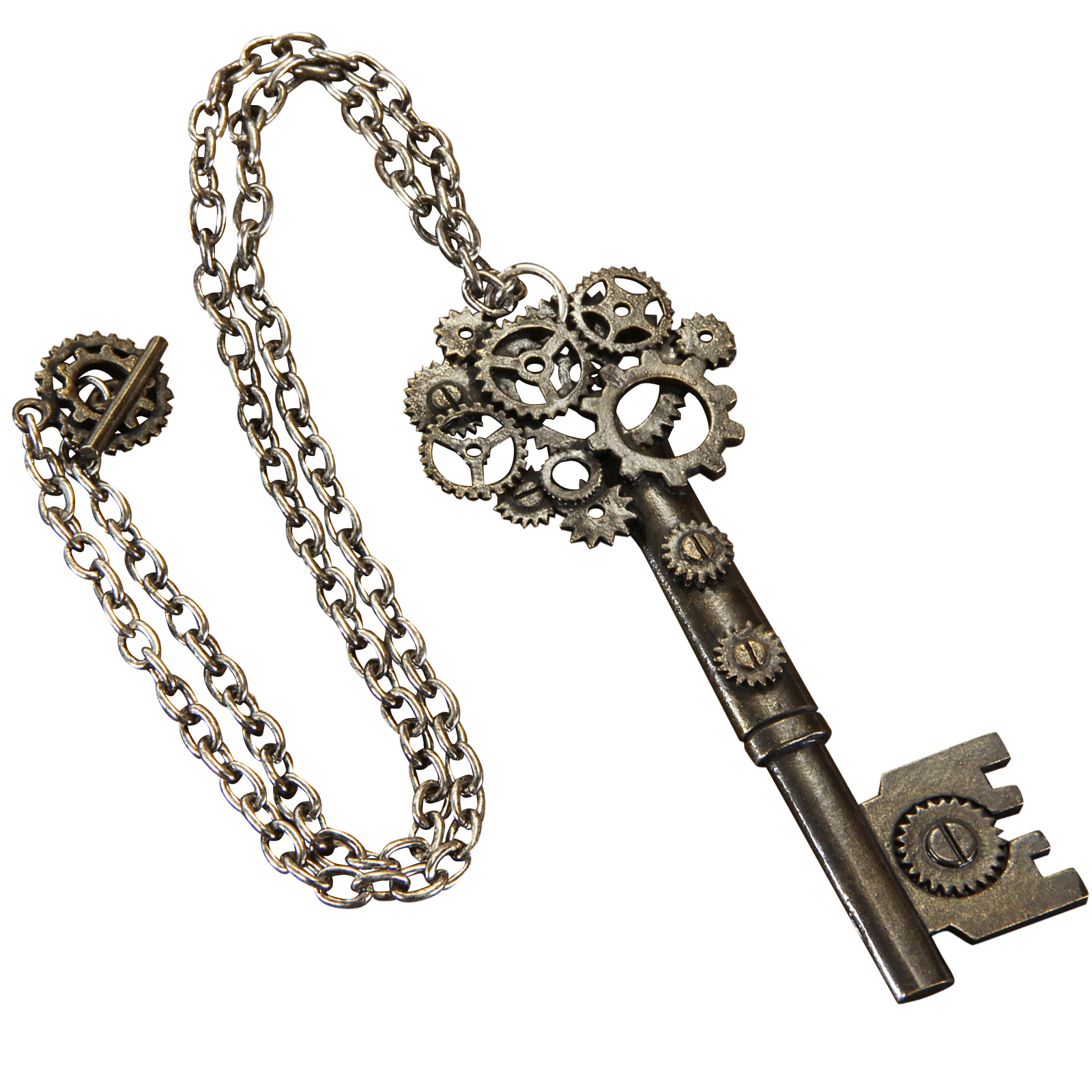 Elope Women's Steampunk Large Key Antique Necklace Adult - Brown - One-Size