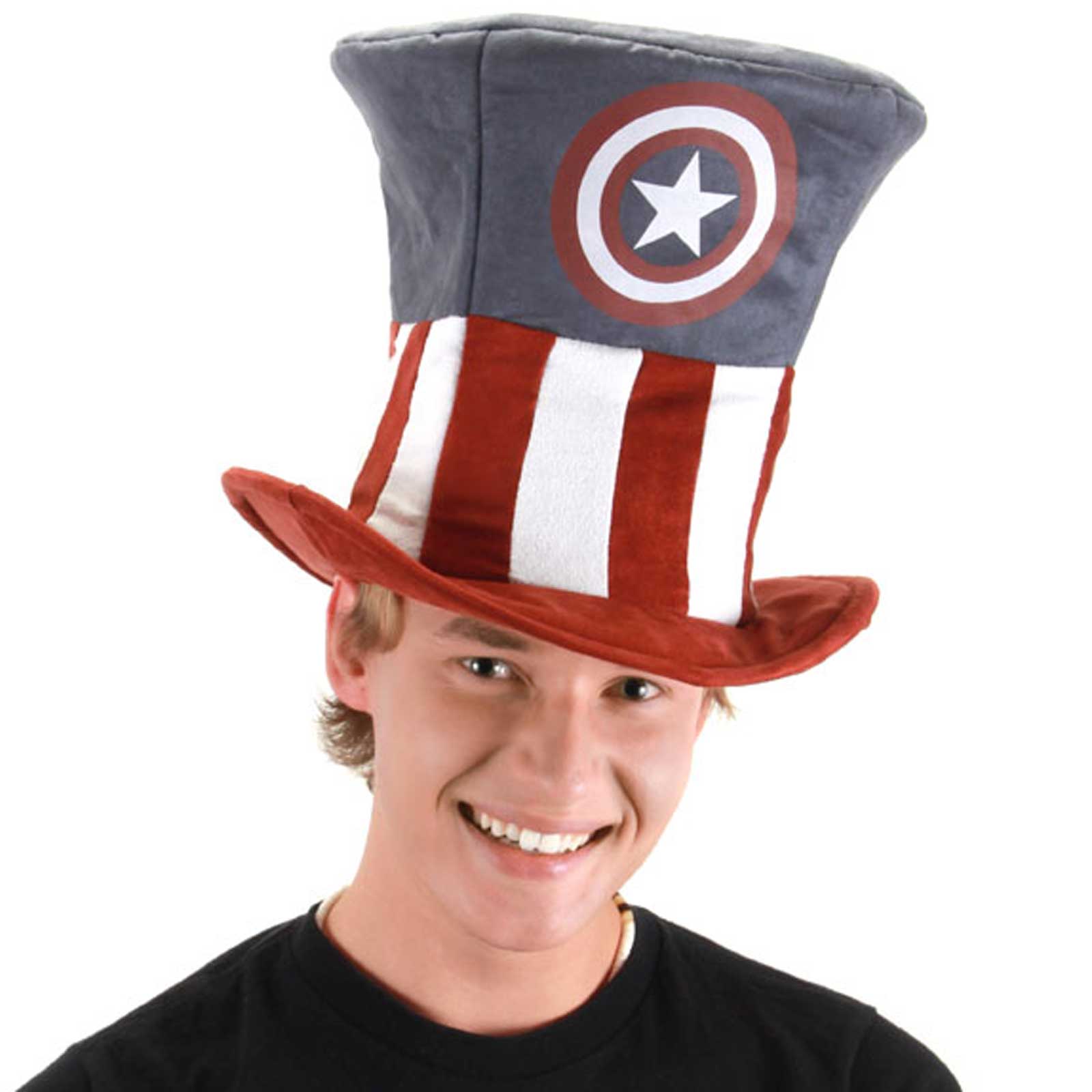 Elope Women's Captain America Mad Hatter Adult Hat - Red/White/Blue - One-Size