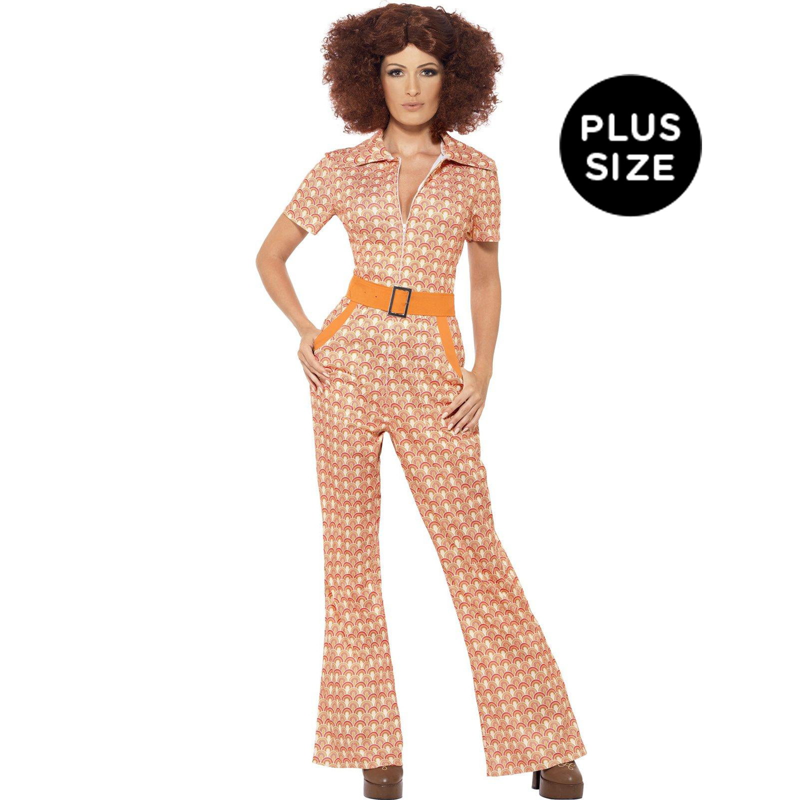 Smiffy's USA Women's Authentic 70's Chic Adult Costume Plus - Orange - 1X