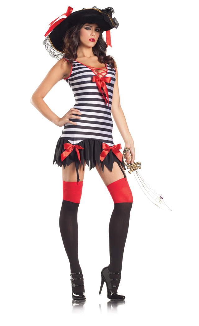Be wicked Women's 1 Piece Wicked Pirate - Black/White - M/L