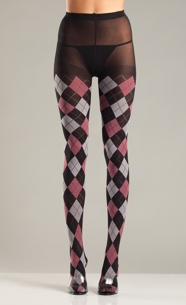 Be wicked Women's Classic Argyle Tights - Black - Queen Size