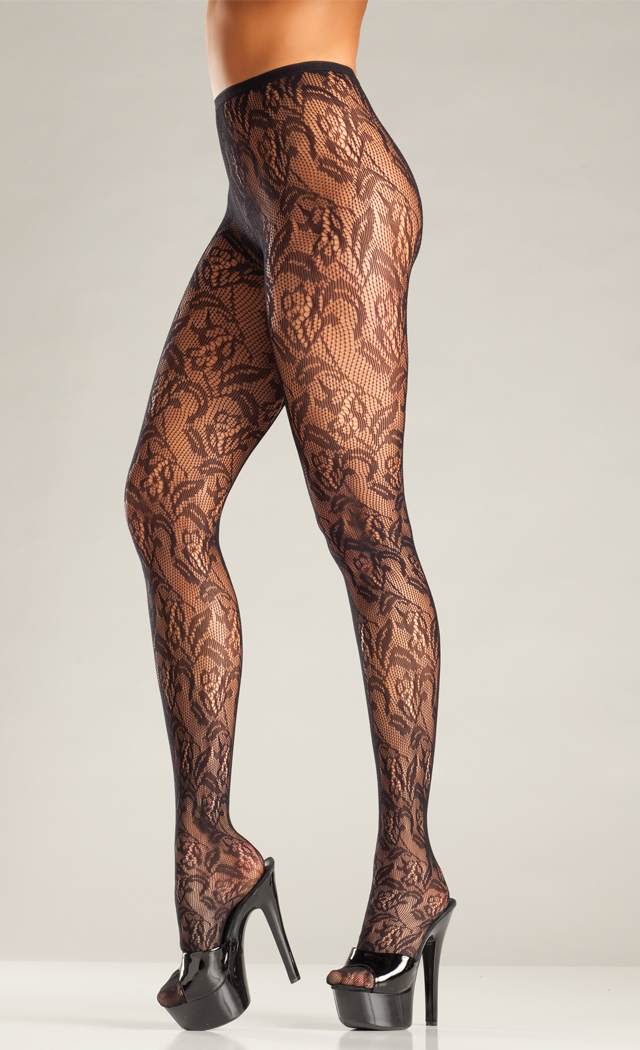 Be wicked Women's Floral Net Tights - Black - O/S