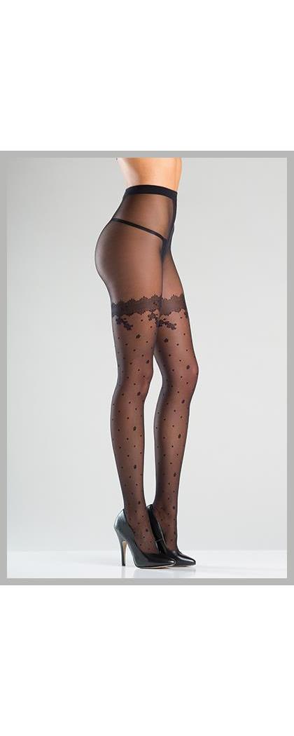 Be wicked Women's Polka Dotted Pantyhose - Black - O/S
