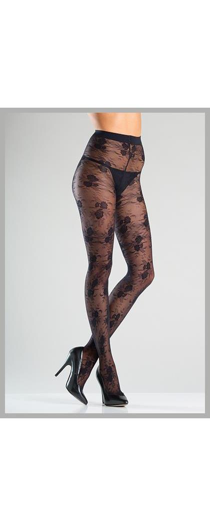 Be wicked Women's Wild Flower Pattern Pantyhose - Black - O/S