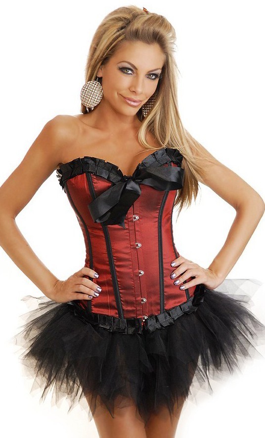 Daisy Corsets Women's Burlesque Ruffled Corset and Pettiskirt - Large for Valentines Day