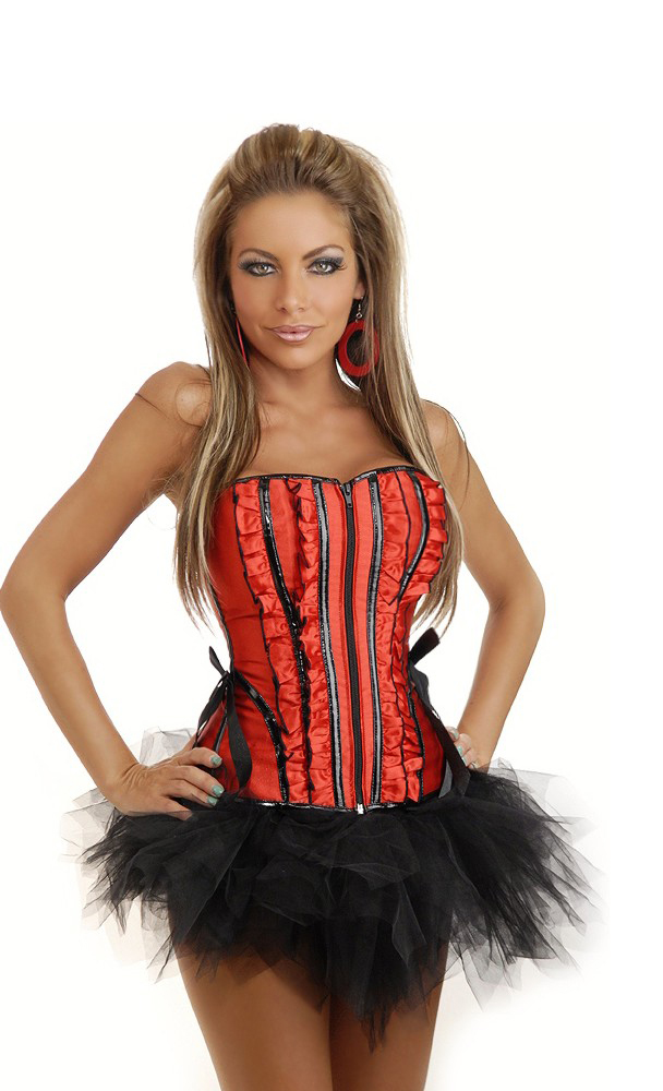 Daisy Corsets Women's Red Zipper Burlesque Corset and Pettiskirt - 2X for Valentines Day