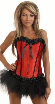 Daisy Corsets Women's Red Satin Burlesque Corset and Pettiskirt - 2X for Valentines Day