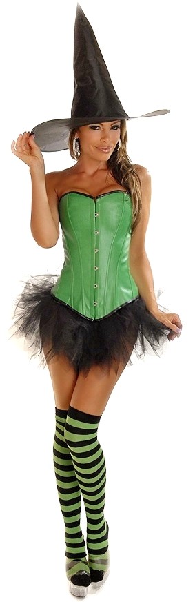 Daisy Corsets Women's 4 PC Green Pin-Up Witch Costume - 2X