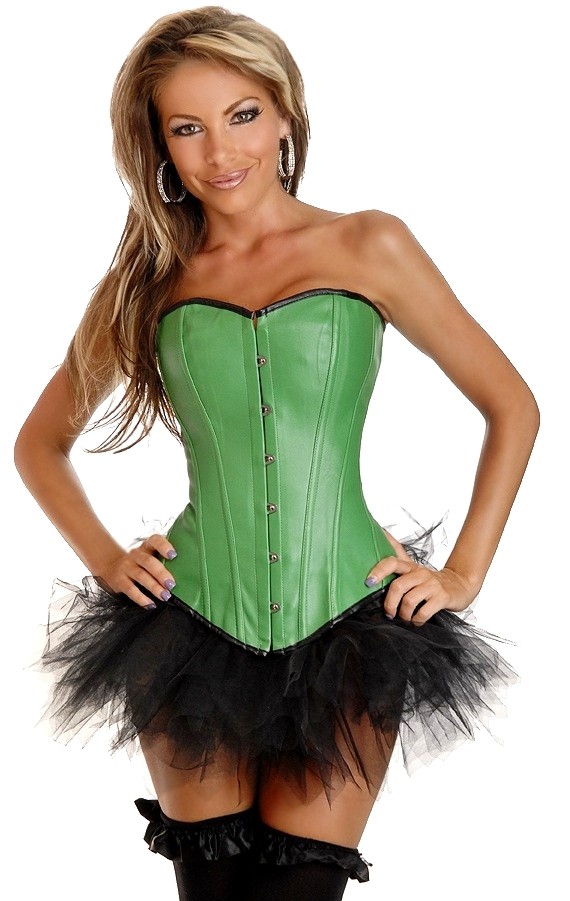Daisy Corsets Women's Green Ravewear Faux Leather Corset and Pettiskirt - 2X for Mardi Gras