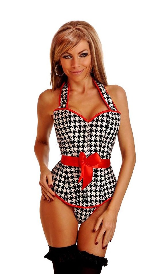 Daisy Corsets Women's Pin-Up Houndstooth Halter Top Corset - 2X
