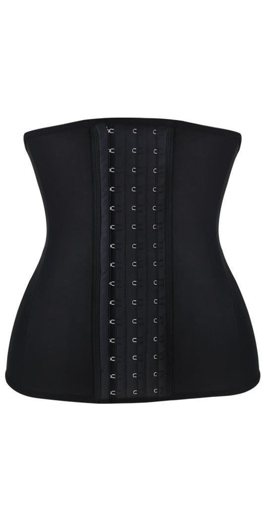 Black Steel Boned Latex Shaper Waist Training Corset Spicylegs