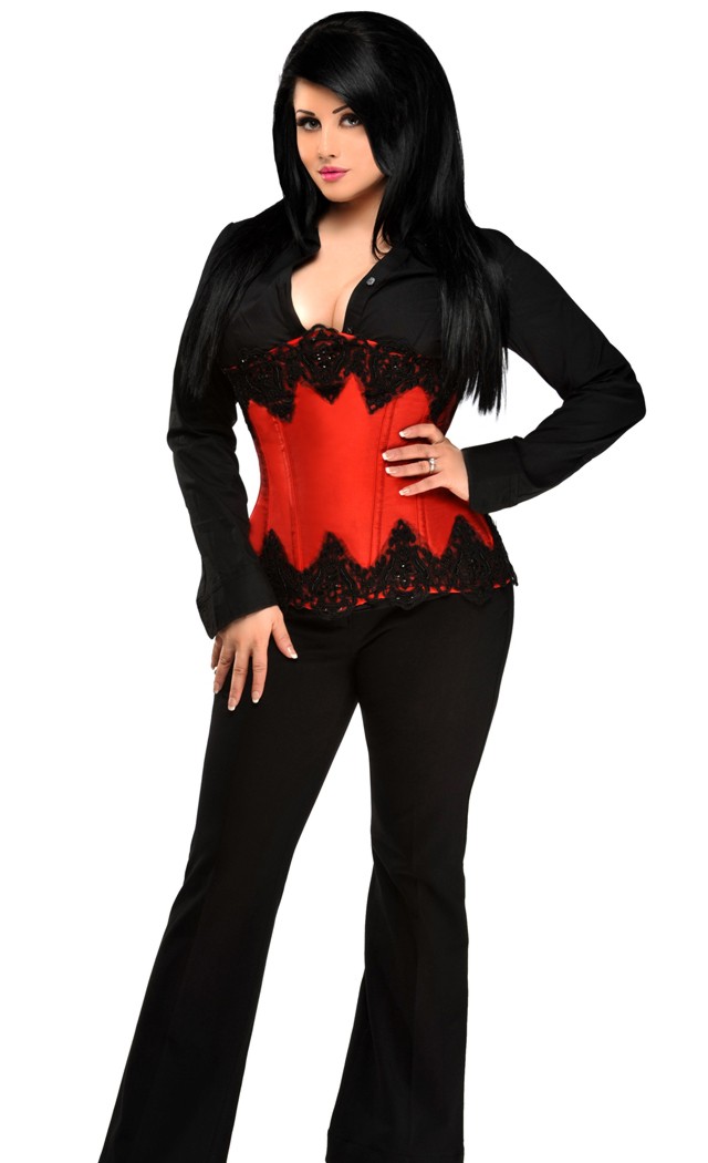 Daisy Corsets Women's Top Drawer Red Beaded Underbust Steel Boned Corset Top - Red - L for Valentines Day