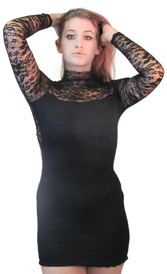 DarkLure Women's Black Lace Party Dress - One Size