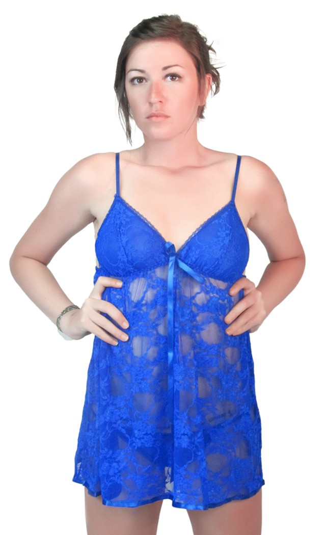 DarkLure Women's Coquette Blue Lace Summer Babydoll - One Size