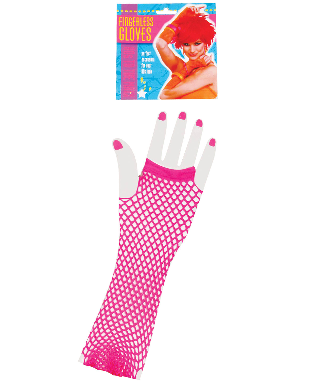 Forum Novelties Inc Women's Neon Long Fingerless Fishnet Pink Gloves - One Size