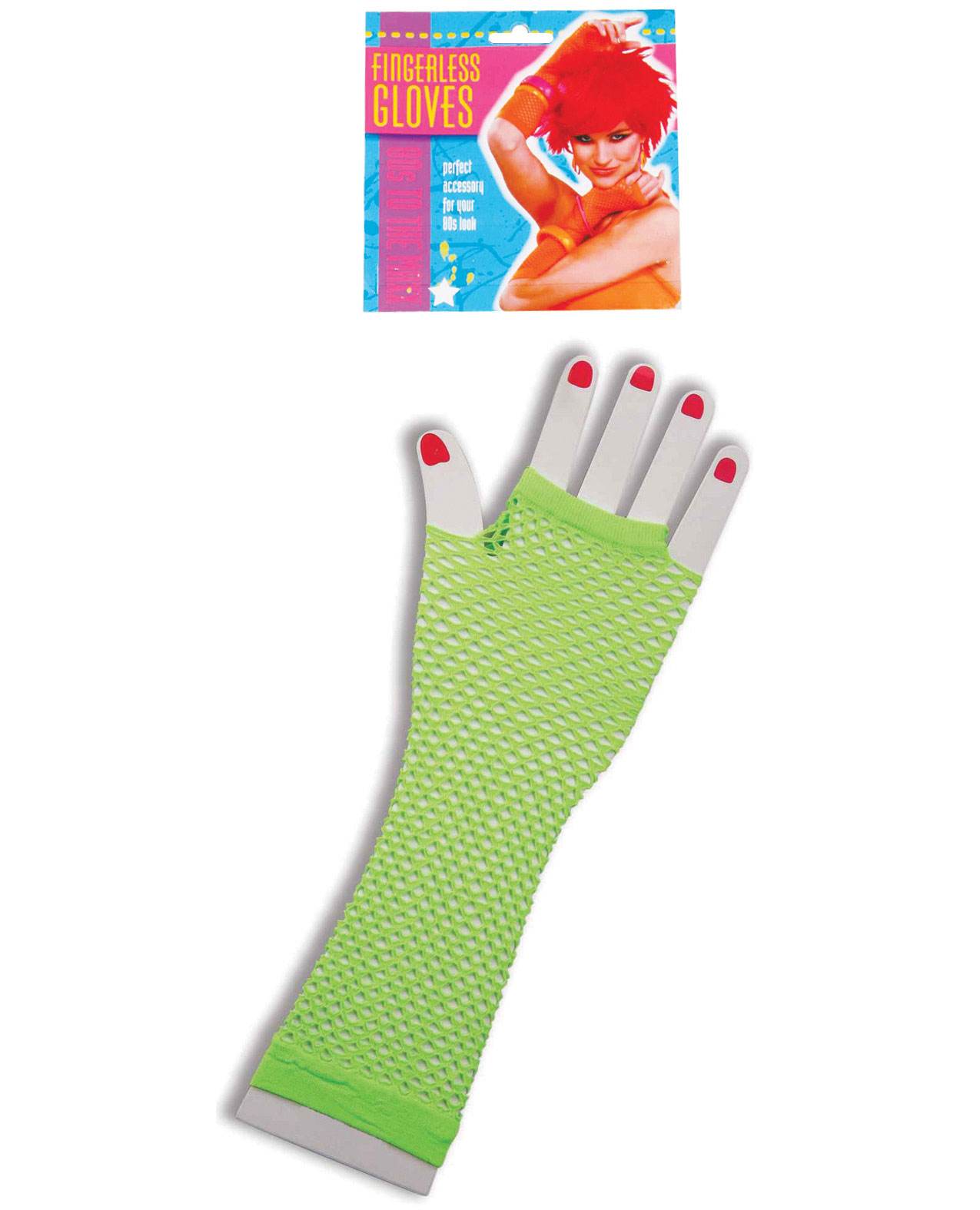 Forum Novelties Inc Women's Neon Long Fingerless Fishnet Green Gloves - One Size