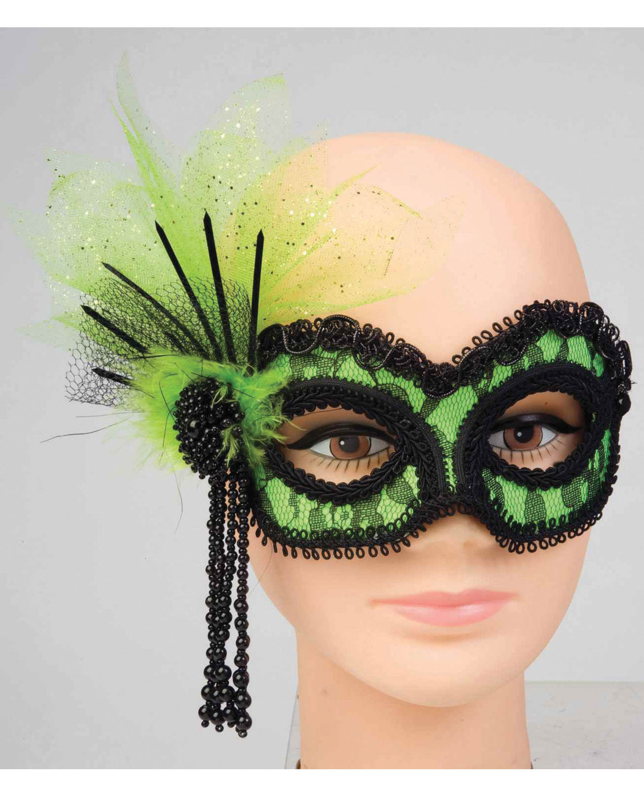 Forum Novelties Inc Women's Neon Lace Green Mask - One Size for Mardi Gras