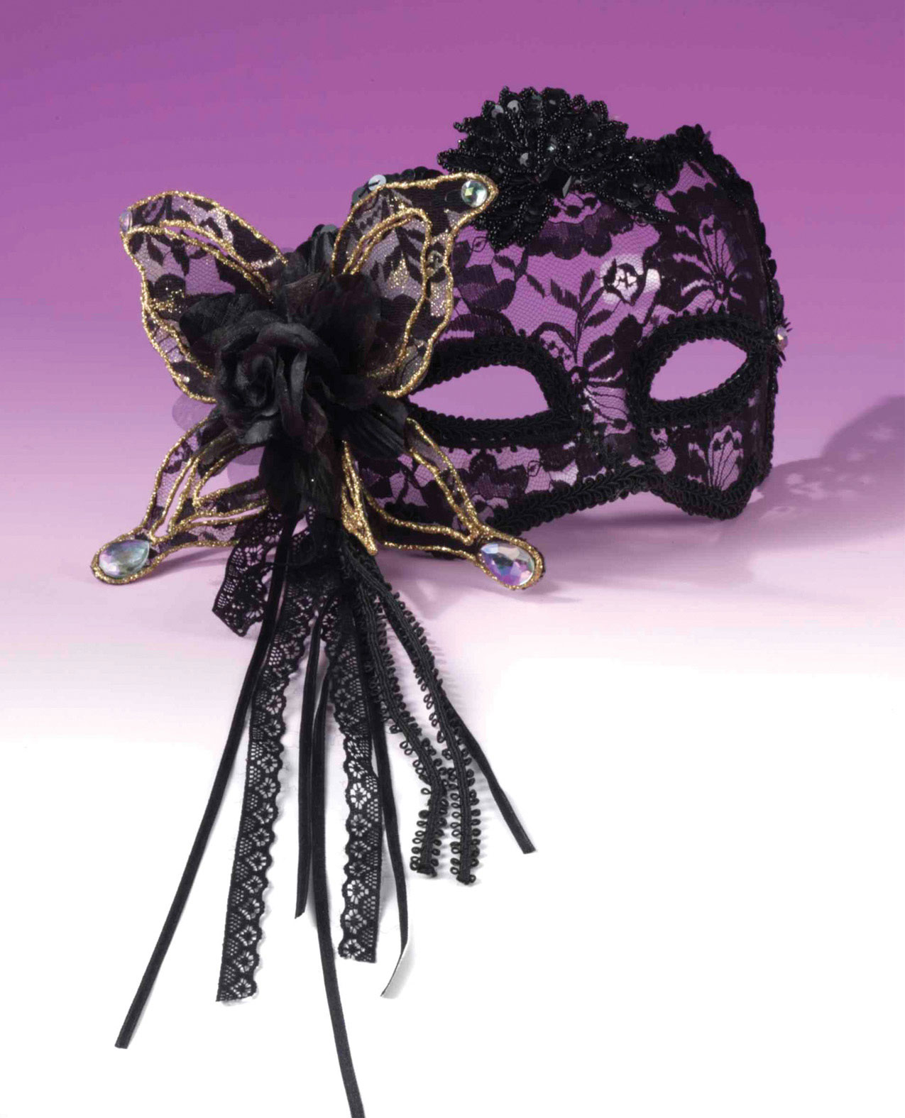 Forum Novelties Inc Women's Butterfly, Rose Lace Black Mask - Standard