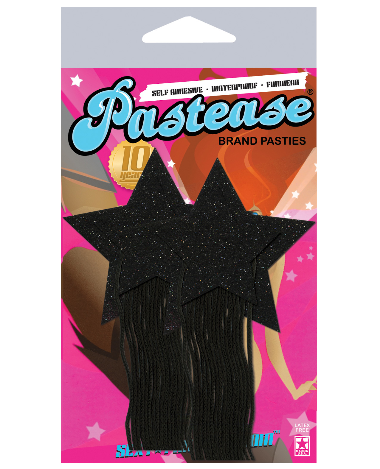 Pci fashion Women's Pastease Black Sparkle Tassle Stars - Standard for Valentines Day