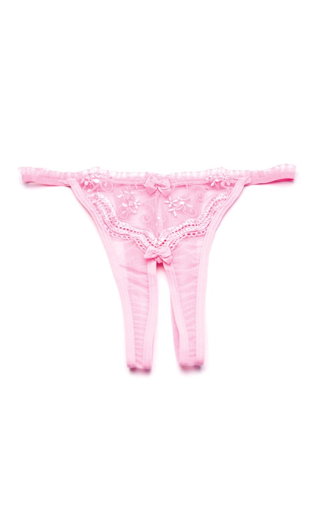 Shirley of hollywood Women's Scalloped Embroidery Crotchless Panty - OS for Valentines Day