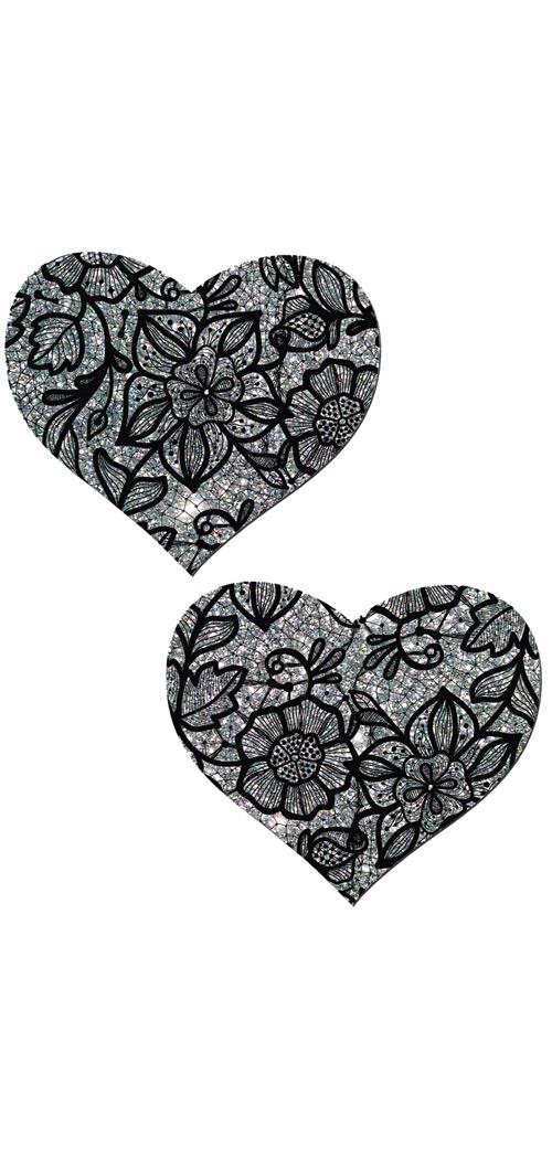 Pci fashion Women's Tease Silver Lace Print Heart - OS