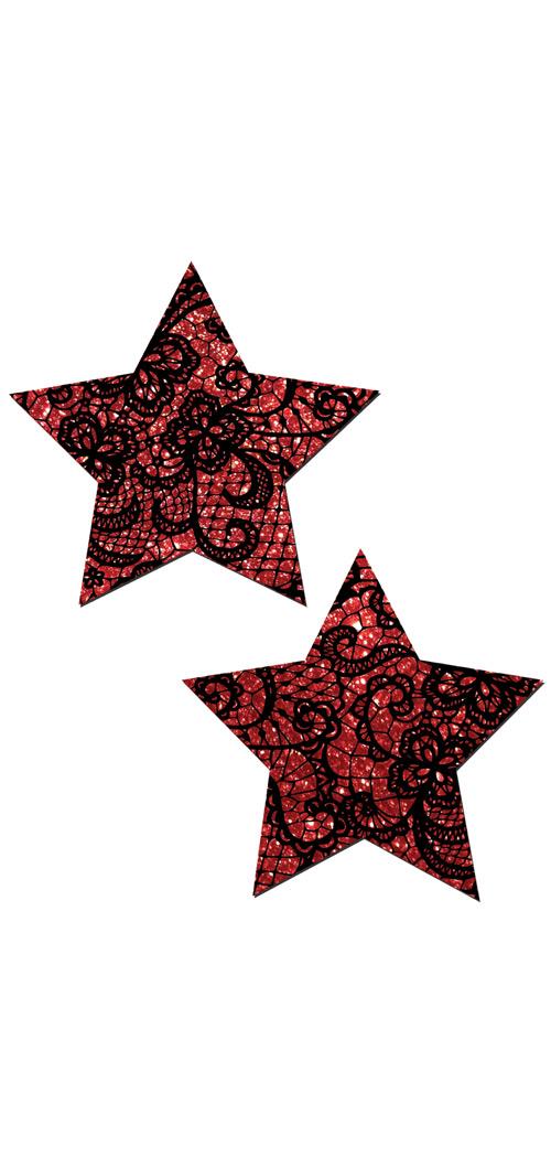 Pci fashion Women's Tease Red Lace Print Star - OS