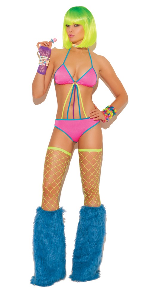Elegant Moments Women's Lycra Teddy with Ruched Back - NEON - One Size for Valentines Day