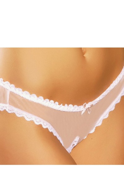 Elegant Moments Women's Crotchless panty - WHITE - One Size