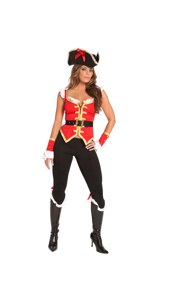 Elegant Moments Women's 4 pc. Sultry Swashbuckler Costume - BLACK/RED - XL