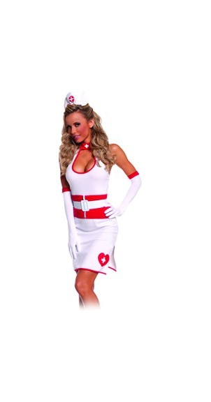 Elegant Moments Women's 5 pc Vaccinating Vixen Costume - WHITE - L