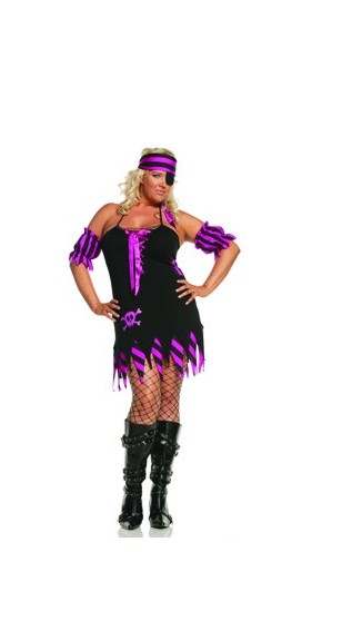 Elegant Moments Women's 4 pc Shipwrecked Wench Costume - BLACK/PINK - 3X/4X