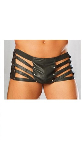 Elegant Moments Women's Leather cut out shorts - BLACK - One Size