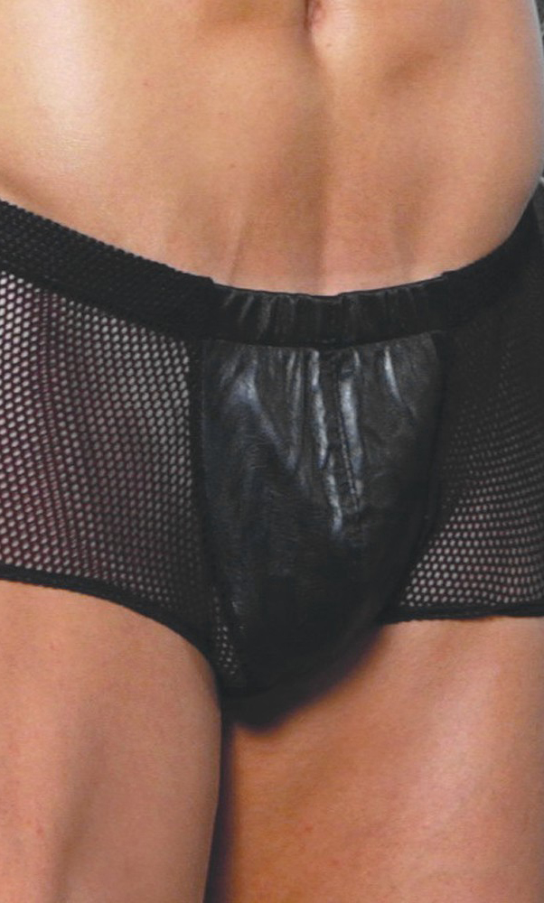 Elegant Moments Men's Leather & fishnet shorts - BLACK - L