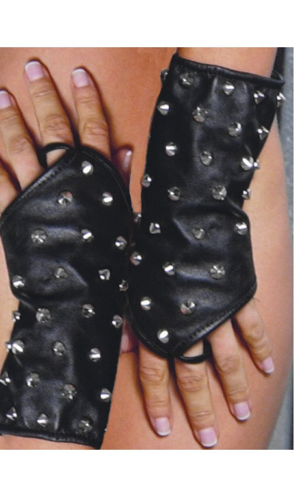 Elegant Moments Women's Leather gloves with studs - BLACK - One Size