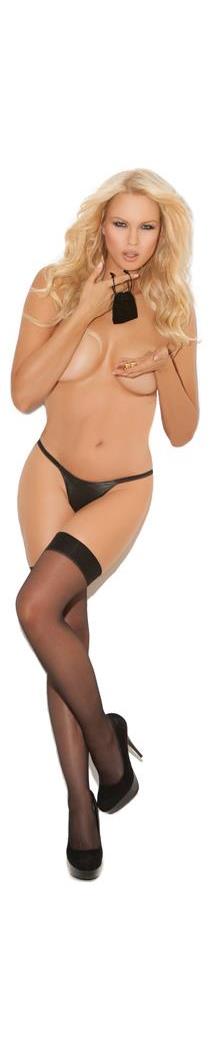 Elegant Moments Women's 2 pc Gold Ben Wa Balls and Leather G-string - BLACK - One Size