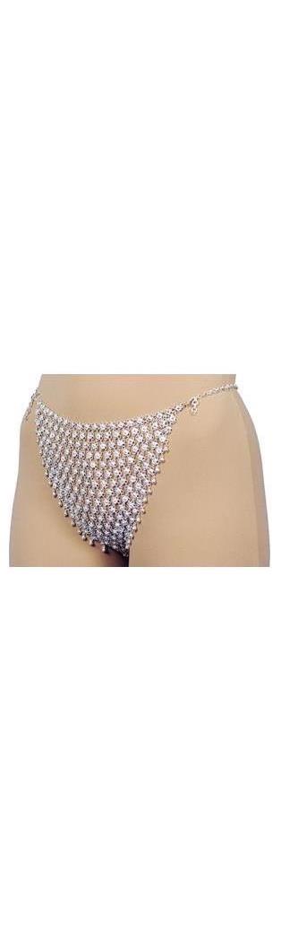 Western Fashion Women's Silver Mesh Metal Thong - Standard for Valentines Day