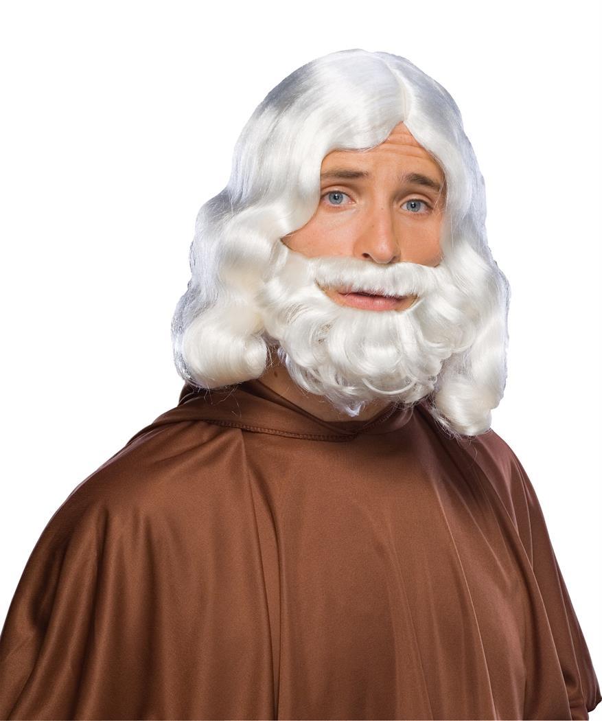 Biblical Beard And Wig White 