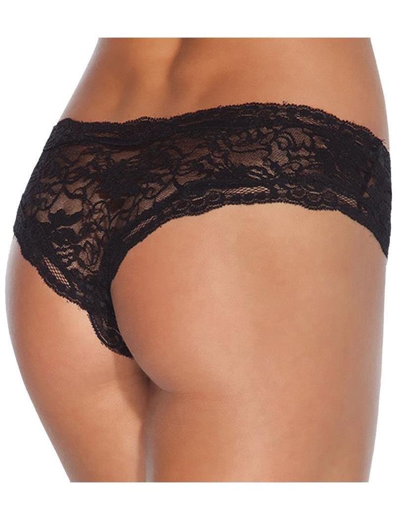 Coquette Women's Black Crotchless Panty - 16-18