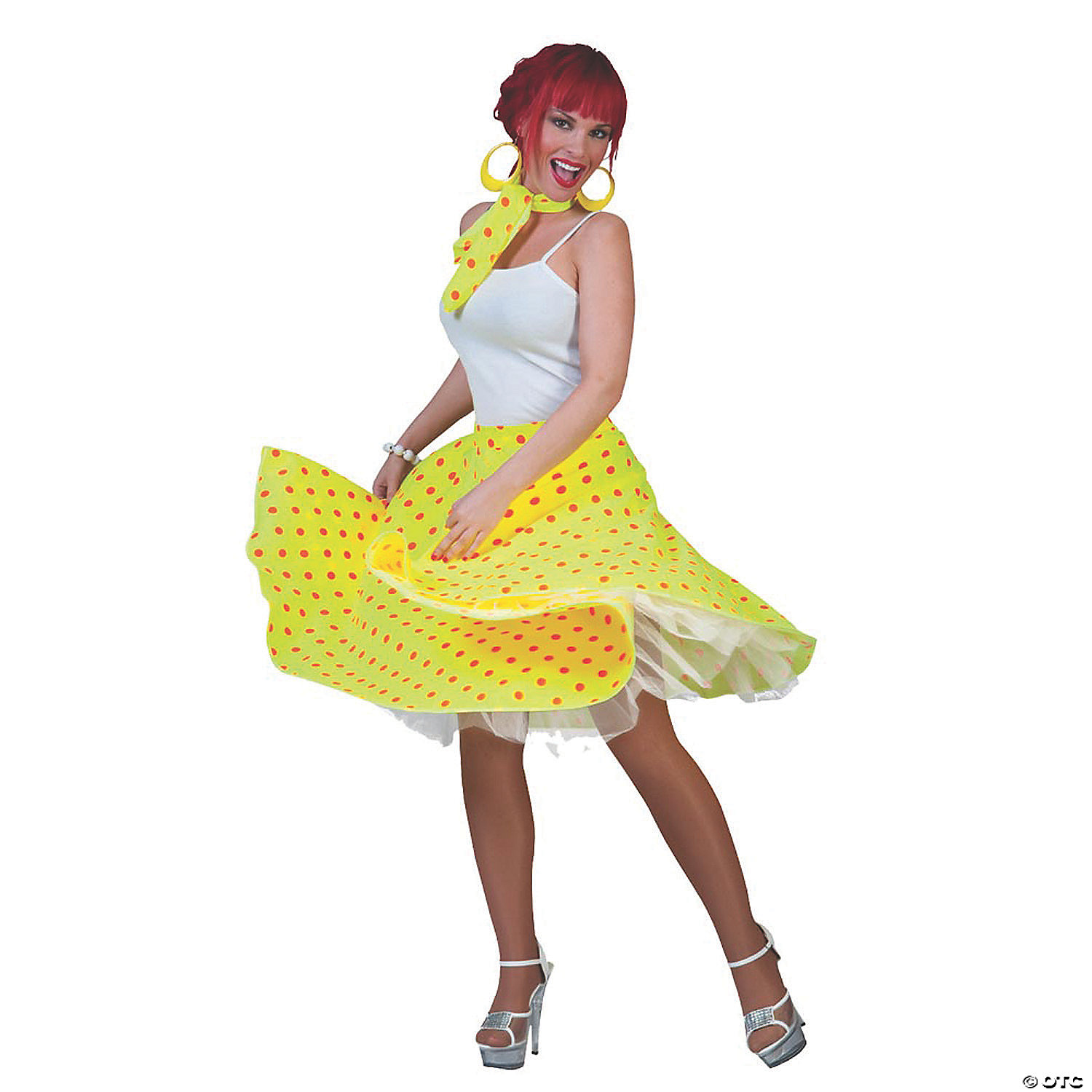 Funny Fashion Usa Women's Sock Hop Skirt Adult Costume Yellow Orange - Standard