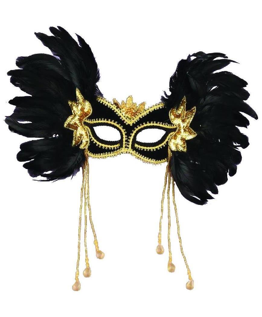 Forum Novelties Inc Men's Ven Mask Black With Dangles - Standard