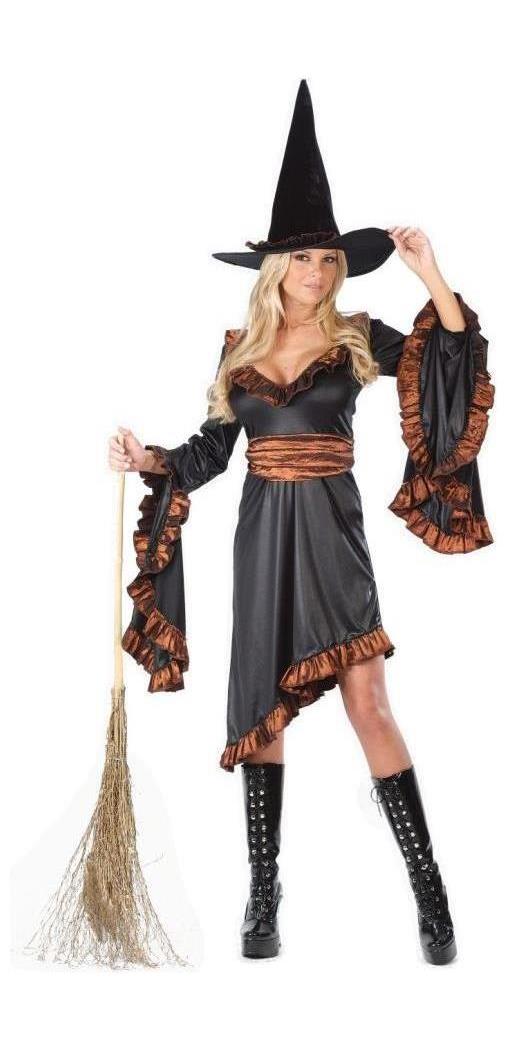 Fun World/Holiday Times Women's Ruffle Witch Adult Costume - 2-8
